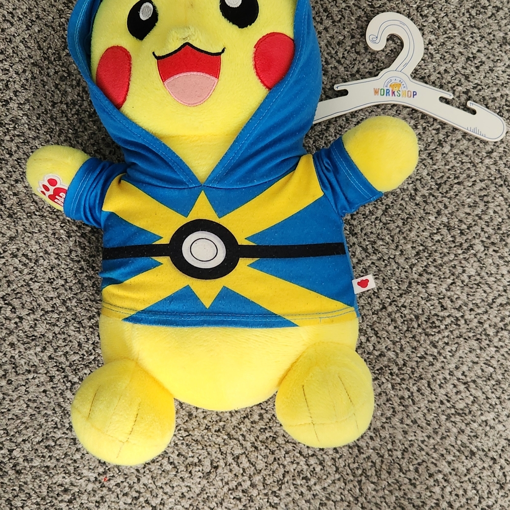 Pokemon Pikachu Stuffed Animal in Blue and Yellow Outfit